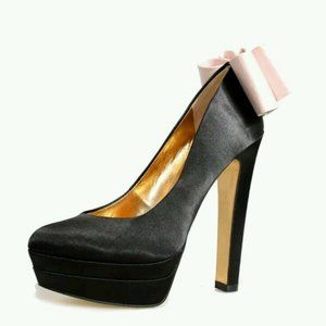 Ted Baker Black Satin Oaker Back Bow Heel shoe 6